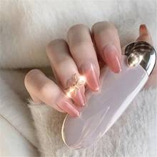 Beautiful gradual pure color with golden edge and butterfly bow rivet 3d decorated fake nails lady full nail tips Bride 2024 - buy cheap