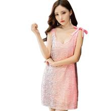 Pretty Summer Sexy Club A-Line Geometric Sleeveless Fashion Elegant V-Neck Backless Pink Sequin Party Cocktail Dress 2024 - buy cheap