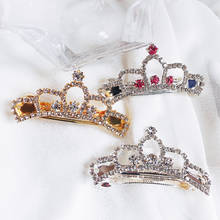 Tiara-pasadores de corona con diamantes de imitación para niña, Tiara de cristal de princesa pequeña, pinza para el pelo de flores para el pelo 2024 - compra barato