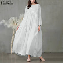 Stylish Solid Ruffle Dress Women's Spring Sundress ZANZEA 2022 Casual Long Sleeve Maxi Vestidos Female O Neck Robe Oversized  2024 - buy cheap