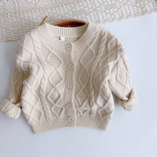 Осенний свитер для маленьких мальчиков и девочек, Детский Повседневный Свободный Топ, вязаный кардиган с длинным рукавом, однотонные зимние топы для маленьких мальчиков, одежда 2024 - купить недорого