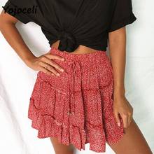 Yojoceli, летняя пляжная юбка в стиле бохо с цветочным принтом, Женская Повседневная плиссированная мини-юбка с бантом 2024 - купить недорого
