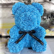 Light Blue Unique Valentine's Day gift 40cm Rose Teddy bear Eternal Rose Handmade Rose bear Creative birthday gift wedding favor 2024 - buy cheap