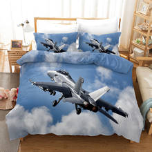Printed Airplane Duvet Cover Sets for Kid Boy Fighter Plane Bedding Set Bed Linens Cotton Single Double Quilt Cover Pillowcases 2024 - buy cheap