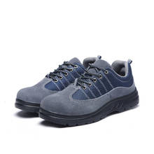 Botas de couro genuíno para homens, sapatos com biqueira de aço para segurança do trabalho, respirável 2024 - compre barato