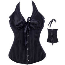 Pescoço sexy feminino preto corselet gótico steampunk botão estilo cintura trainer espartilhos e bustier lingerie 2024 - compre barato