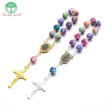 10pcs Top Quality Polymer Clay Colorized Beads Catholic Rosary Bracelet Women Religious Jesus Crucifix Bracelet 2024 - buy cheap