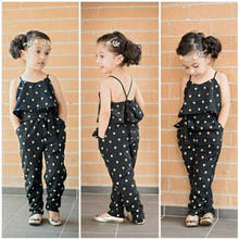 1-7 Years Girls Jumpsuits Kids One-Piece Overalls For Girls Jumpsuit Heart Dots Backless Casual Pants Girls Rompers With Belt 2024 - buy cheap