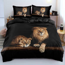 3D Bedclothes Comforter Cover Black Quilt Covers Pillow Shames Sets Full Twin Single Double Size Lion Custom Design Home Textile 2024 - buy cheap
