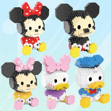 Disney mickey minnie mouse mini figura bloco de construção daisy pato engraçado mirco tijolos de diamante modelo brinquedos crianças com rosto diy 2024 - compre barato