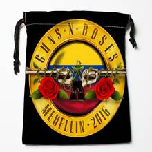 New Arrival Guns N' Roses Drawstring Bags Print 18X22CM Soft Satin Fabric Resuable Storage Storage Clothes Bag Shoes Bags 2024 - buy cheap