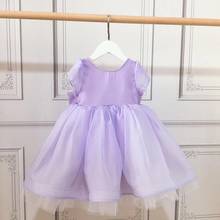 Vestido de princesa violeta tule para bebês, roupas para meninas recém-nascidas, batismo, tutu, baile para festa de casamento 2024 - compre barato