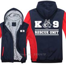 Толстовка K9 с капюшоном спасательный блок, овчарка, пожарный, с принтом собаки K9, мужская, зимняя, теплая, толстовки, свитшоты, куртки, уличная одежда 2024 - купить недорого