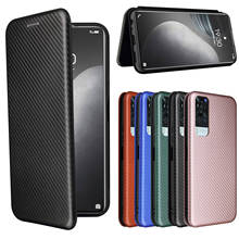 For Vivo Y31 2021 Case Carbon Fiber Flip Leather Case For Vivo Y31 Y 31 2021 Business Magnetic Wallet Card Slot Slim Cover 6.58" 2024 - buy cheap