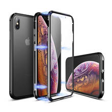 Магнитный адсорбционный металлический чехол для iPhone XS Max X 8 7 6s 6 Plus двусторонний чехол из закаленного стекла для iPhone XR XS 8 7 6 6s 2024 - купить недорого