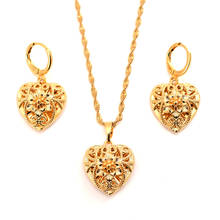 Africa Dubai gold Necklace Earring Set Women Party Gift love heart Jewelry Sets  bridal party  gift DIY charms girls kid Jewelry 2024 - buy cheap