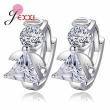 New Luxury Crystal 925 Sterling Silver Hoop Earrings Cubic Zircon Angel Design Earring For Women Fashion Trendy Jewelry 2024 - buy cheap