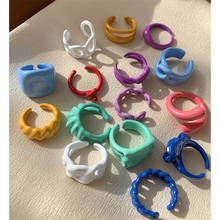 2021 Korea Summer Fashion Colorful Metal Geometric Round Ring Set Irregular Open Rings for Women Party Wedding Jewelry Ring Set 2024 - buy cheap