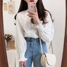Embroidery Lace Shirt Spring femme Casual white Tops Women Long sleeve Linen Cotton Girls Blouse Plus Size Women Blouses femme 2024 - buy cheap