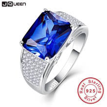 JQUEEN Sterling Silver 925 Silver 7.5CT Emerlad Cut Romantic Women Blue Sapphire S925 Ring Promise Rings 2024 - buy cheap