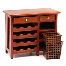 Новый 1:12 кукольный домик имитационная модель мини красное дерево винный шкаф мебель дисплей кухня деревянная коробка миниатюрные кухонные аксессуары 2024 - купить недорого
