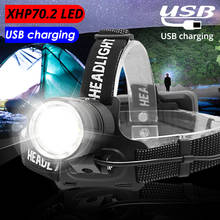 LED headlamp fishing Ultra Powerful Torch XHP70.2 Zoomable Waterproof Headlight USB Rechargeable use 3*18650 battery 2024 - buy cheap