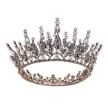 Baroque Round Black Bridal Tiaras And Crowns Wedding Hair Accessories Crystal Hair Jewelry Headband Rhinestone Pageant Diadem 2024 - buy cheap