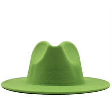 56-58-60CM Simple Wide Brim Fedora Hat For Women Solid Color Wool Felt Hat For Men Autumn Winter Panama Gamble white Jazz Cap 2024 - buy cheap