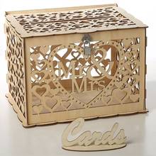 Свадебная подарочная коробка «сделай сам», деревянная коробка для денег с замком, красивое свадебное украшение, товары для подарка на день рождения 2024 - купить недорого