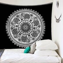 Tapeçaria de mandala para parede, tapeçaria de mandala para macrame, psicodélico, tapete de parede para noite, com mandala e lua no céu 2024 - compre barato