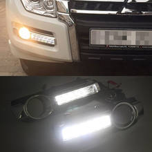 Car DRL LED Daytime Running Light For Mitsubishi Pajero Montero V93 2015 2016 2017 2018 Yellow Signal Function Fog Lamp 12V 2024 - buy cheap