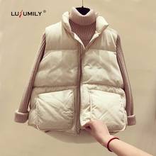 Lusumily Winter White Cotton Vest Women Light Warm Waistcoat Thick Vest Female Sleeveless Coat Lady Snow Vest For Cold Winter 2024 - buy cheap