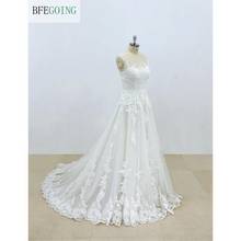 White Lace Tulle Scoop Sleeveless Bridal Dresses Floor-Length A-Line Wedding Gowns Chapel Train Custom Made 2024 - buy cheap