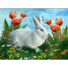 Easter gift Diamond Painting Full Square Diamond Embroidery Cross Stitch Picture Rabbits Tulips Animal Rhinestone Diamond Mosaic 2024 - buy cheap