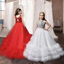 Детские платья принцесс для девочек, вечерние, праздничные, кружевные, длинные, с открытой спиной, свадебные платья, выпускные платья для девочек-подростков 2024 - купить недорого