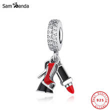 Original 100% 925 Sterling Silver Charms Beads Fit Bracelets Glamour Trio Pendant Charm Red Enamel Women DIY Fine Jewelry 2024 - buy cheap