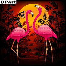 Pintura diamante completa quadrada/redonda, brocas duas flamingos 5d daipor pintura de bordado kit de ponto de cruz com mosaico e strass y058 2024 - compre barato