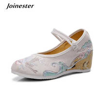 Zapatos de tacón alto estilo chino para mujer, alpargatas étnicas bordadas, Estilo Vintage Mary Jane, primavera y otoño 2024 - compra barato