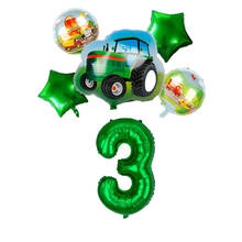 6pcs Farm Tractor Car 32inch Number Foil Helium Balloons Children Happy Birthday Party Decoration Globos Balloon Supplies 2024 - buy cheap