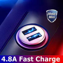 Mini carregador rápido usb para carro 4.8a, carregador de celular com gps e adaptador luminoso para carro tablet 2024 - compre barato