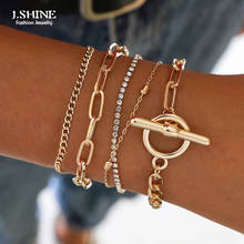 Jshine boho cristal multi-camada charme pulseiras definir feminino ouro cor chunky chain & link pulseira pulseira moda jóias 2024 - compre barato