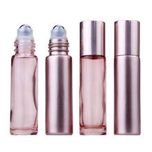 Rollo de vidrio grueso de 10ml para viaje, botella de bola de rodillo de Perfume, rollo de aceite esencial, Color rosa 2024 - compra barato