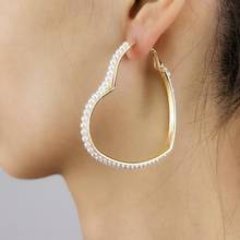 Imitation pearl Hearts Hoop Earrings For Women Fashion Metal Jewelry Statement Earrings Pendientes 2022 UKEN 2024 - buy cheap