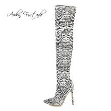 Arden Furtado Fashion Women's Shoes Winter Pointed Toe Stilettos Heels Zipper Sexy Elegant Ladies Boots Leopard thigh high boots 2024 - buy cheap