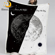 BlessLiving-Manta de felpa con bombilla para la Tierra, cobertor elegante para cama, con constelación de sol y luna, color blanco y negro, novedad 2024 - compra barato