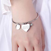 Love LIFE Infinite Heart Charms Bracelet Stainless Steel Bangle Women Punk Trendy Bangle Fashion Jewelry for Lover Friend Gifts 2024 - buy cheap