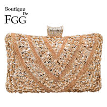 Boutique De FGG Women Gold Sequin Evening Bags Bridal Beaded Clutch Wedding Bag Ladies Party Ccoktail Purses and Handbags 2024 - buy cheap