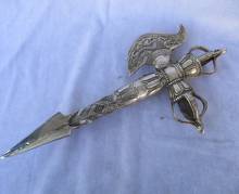 Collectible Old Handwork Tibet silver Buddhist Sword /Ritual Dagger statue from tibetan ,Long 12inch. 2024 - buy cheap