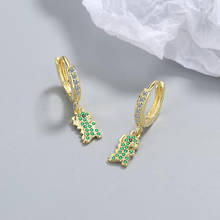 KOFSAC Exquisite Zircon Green Cute Little Dinosaur Earrings For Women 925 Sterling Silver Jewelry Girl Party Accessories Gifts 2024 - buy cheap