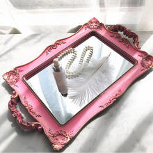 French Retro Pink Mirror Tray Food Teacup Jewelry Storage Box Luxury Rectangular Tray Home Decoration Wedding Photography Props 2024 - buy cheap